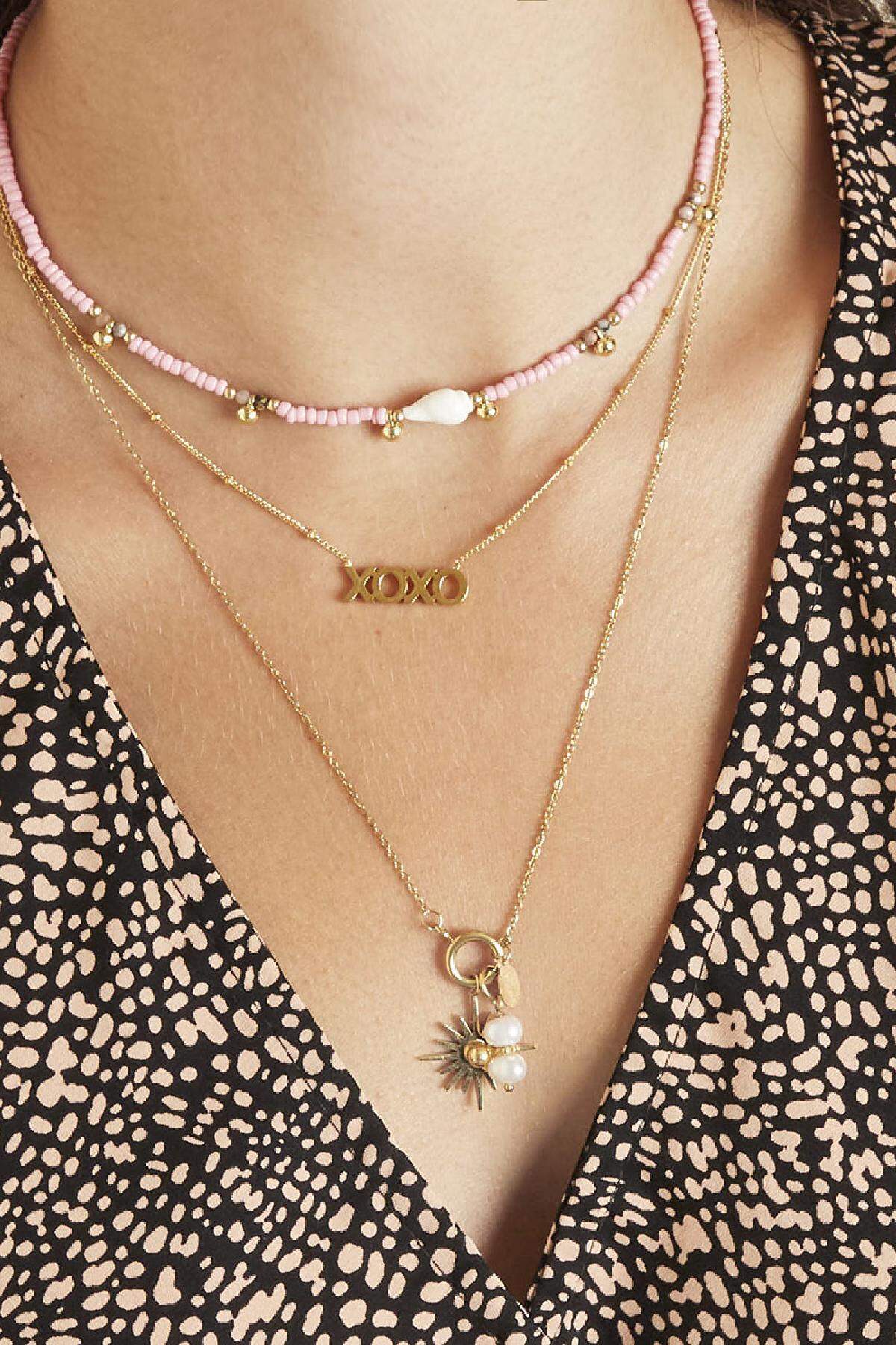Necklace Dotted XOXO Gold Color Stainless Steel h5 Picture4