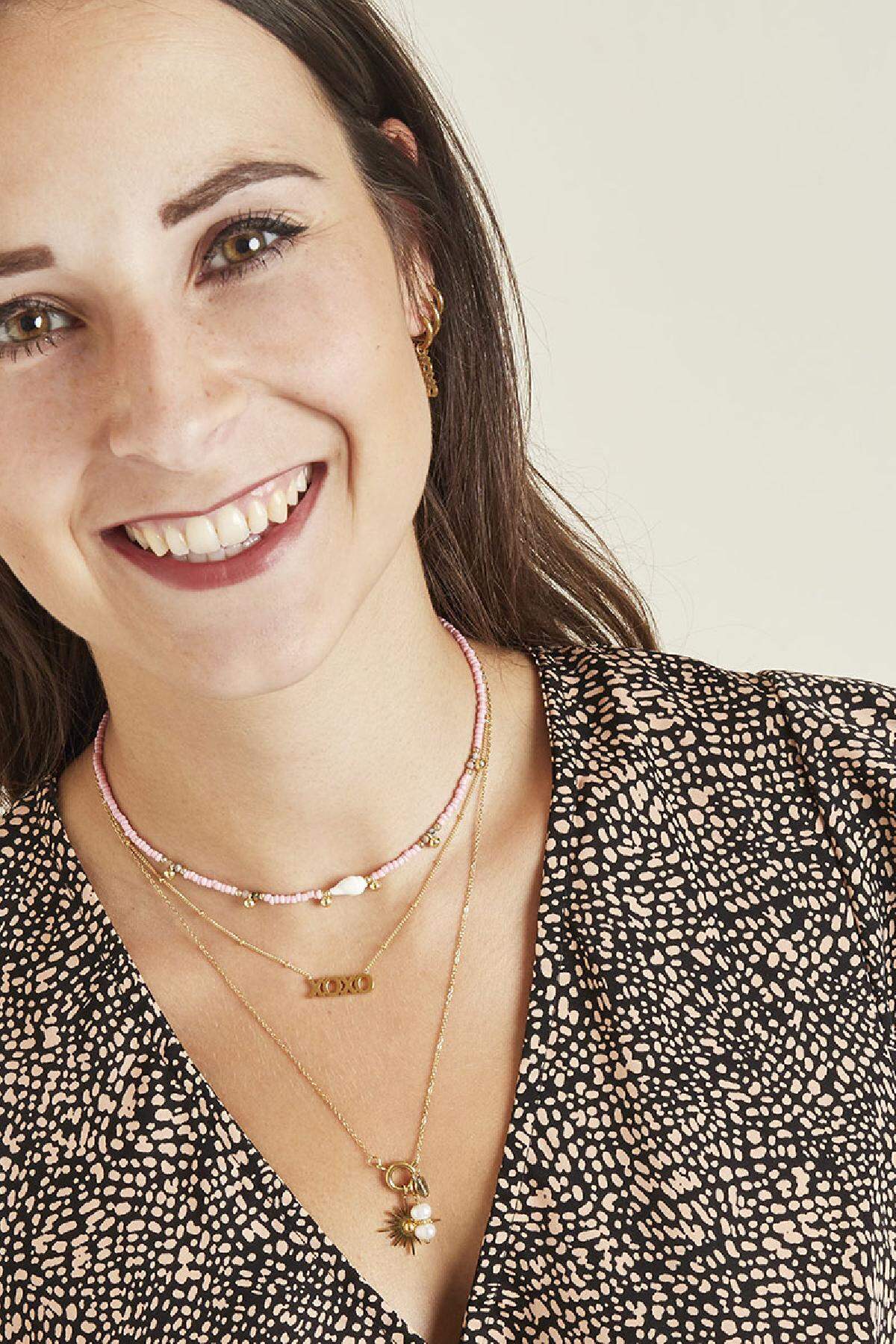 Necklace Dotted XOXO Gold Color Stainless Steel Picture5