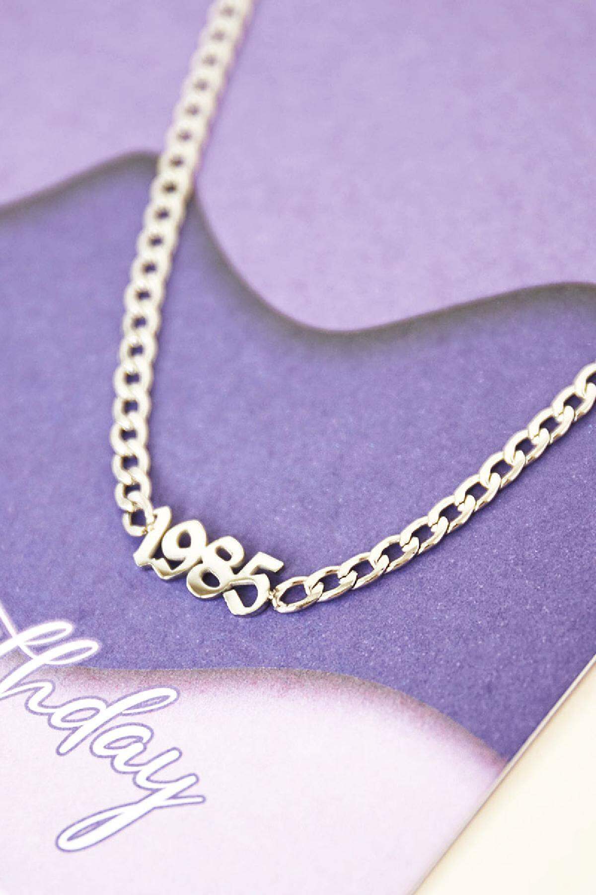 Necklace Happy Birthday Years - 1987 Silver Color Stainless Steel
