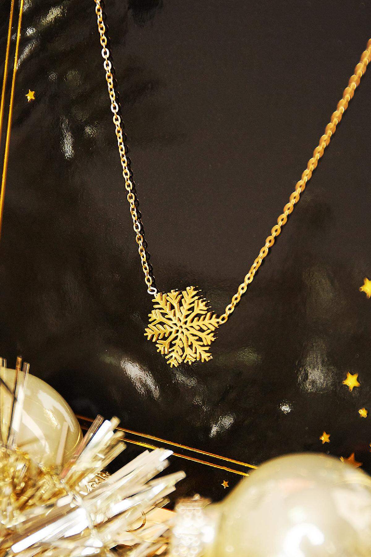 Collier Snowflake Couleur or Acier inoxydable h5 Image2