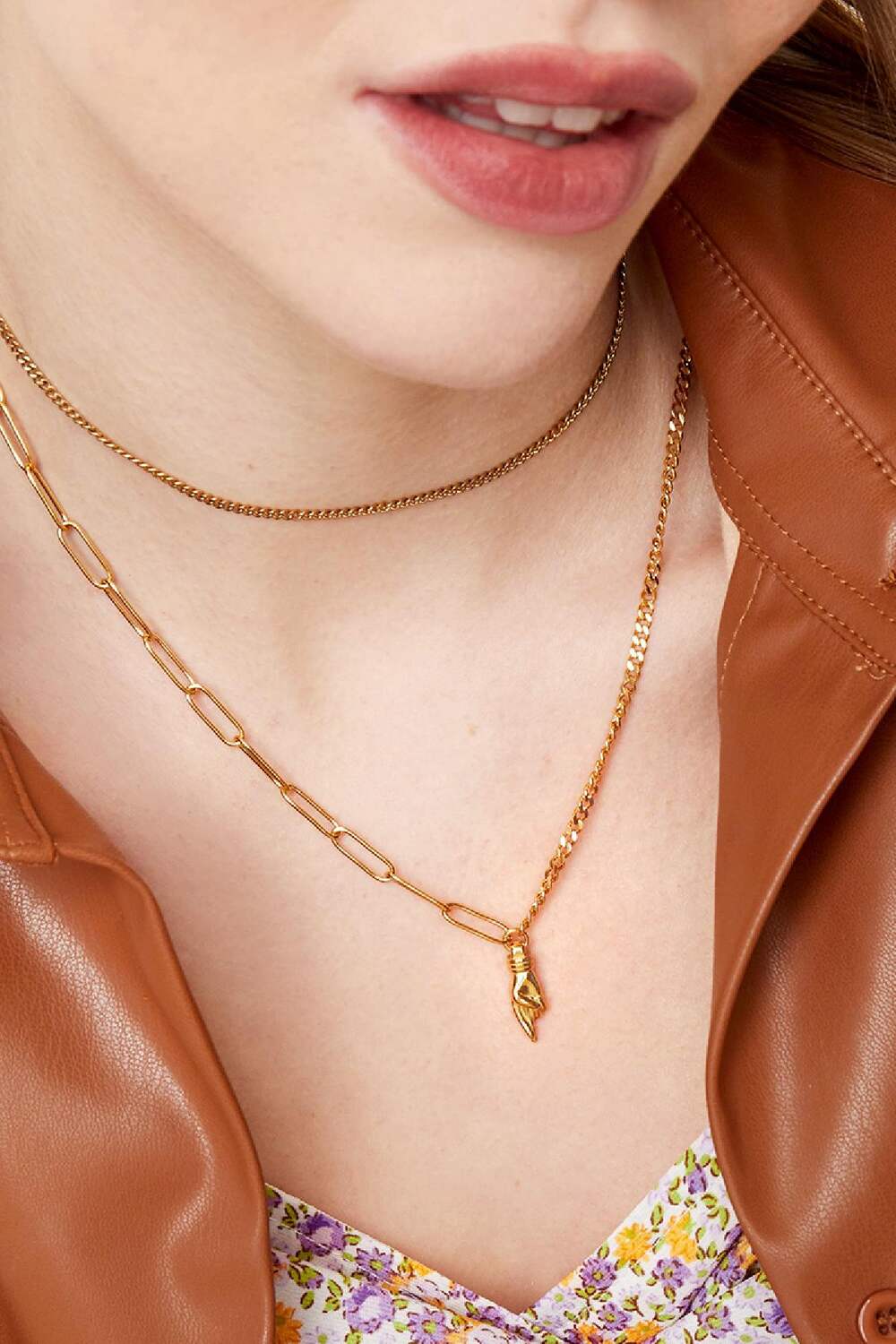 Ketting Hand Goud kleur Stainless Steel h5Afbeelding3