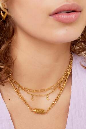 Ketting Ketting Maan Goud kleur Stainless Steel h5 Afbeelding3