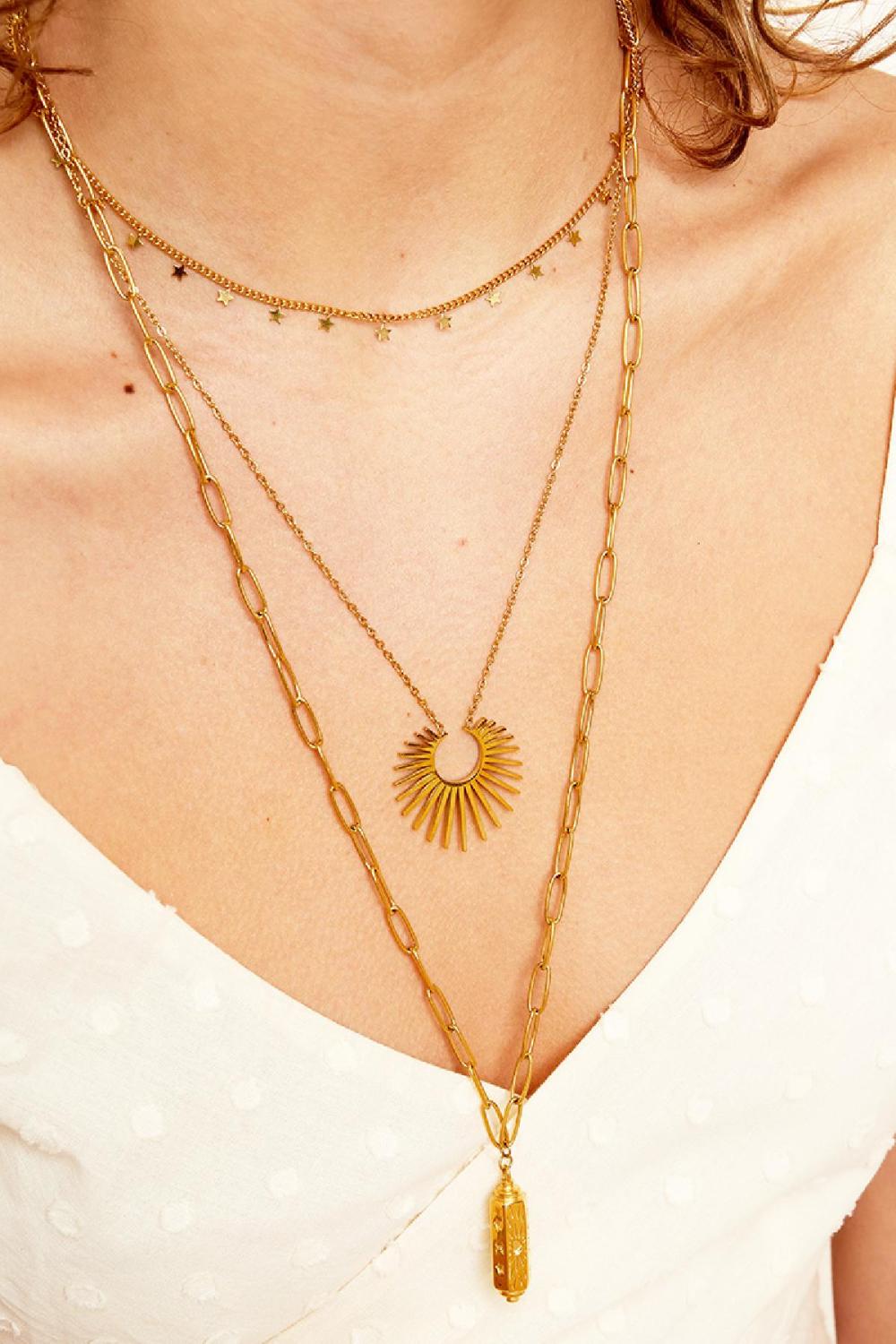 Collana Sole Stelle Ciondolo Colore Oro Gold Stainless Steel h5Immagine3