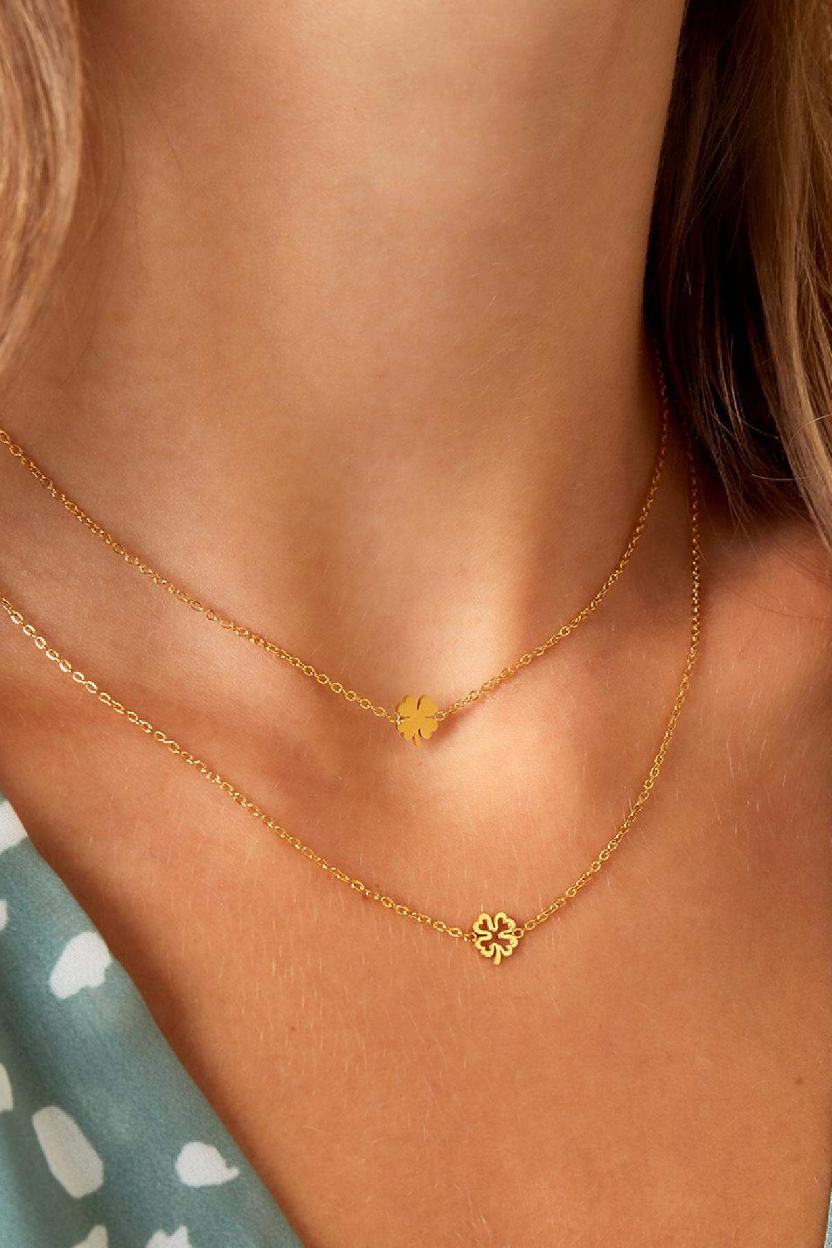Collier trèfle ouvert Couleur or Acier inoxydable Image2