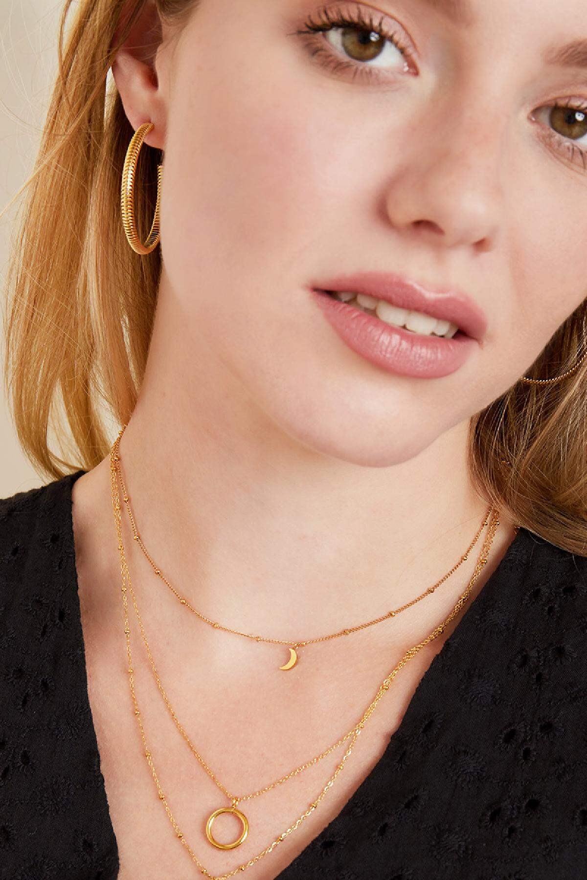 stainless steel necklace half moon  2