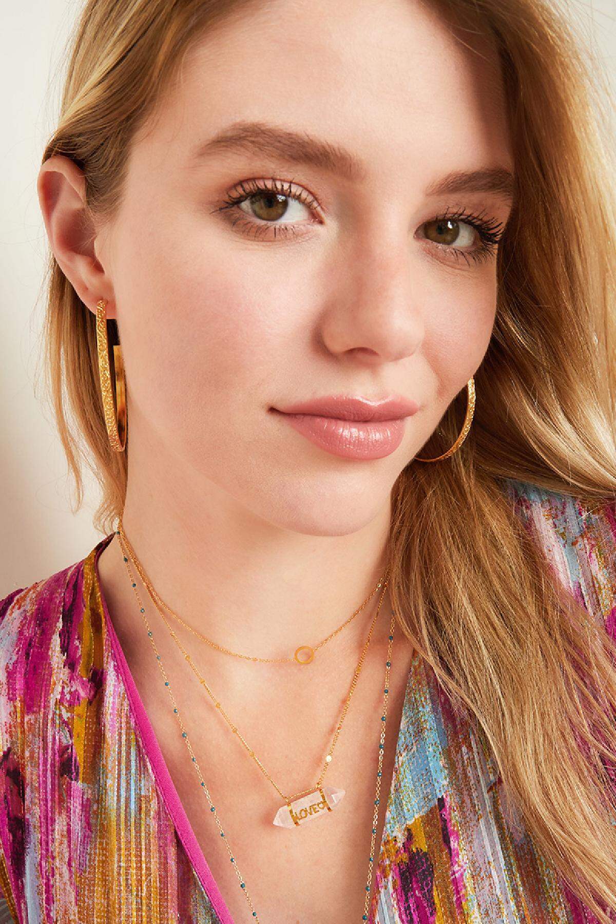 Natursteinkette Liebe Rosa Edelstahl h5 Bild2