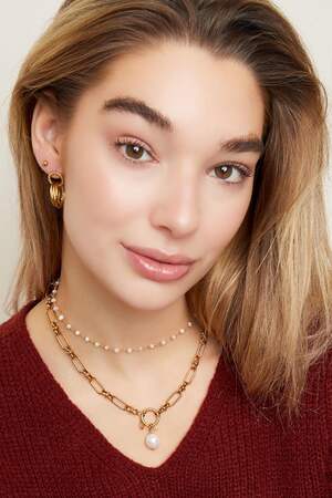 Round closure necklace Gold Color Stainless Steel h5 Picture2