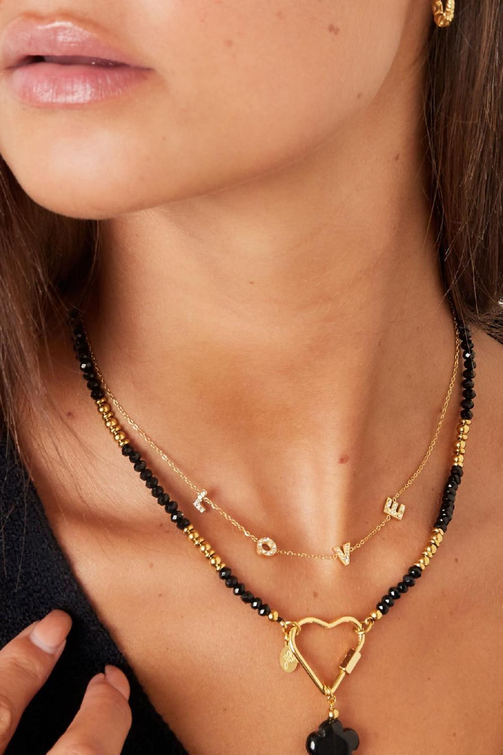 Collana In Acciaio Inox Lettere Amore Gold Stainless Steel Immagine3