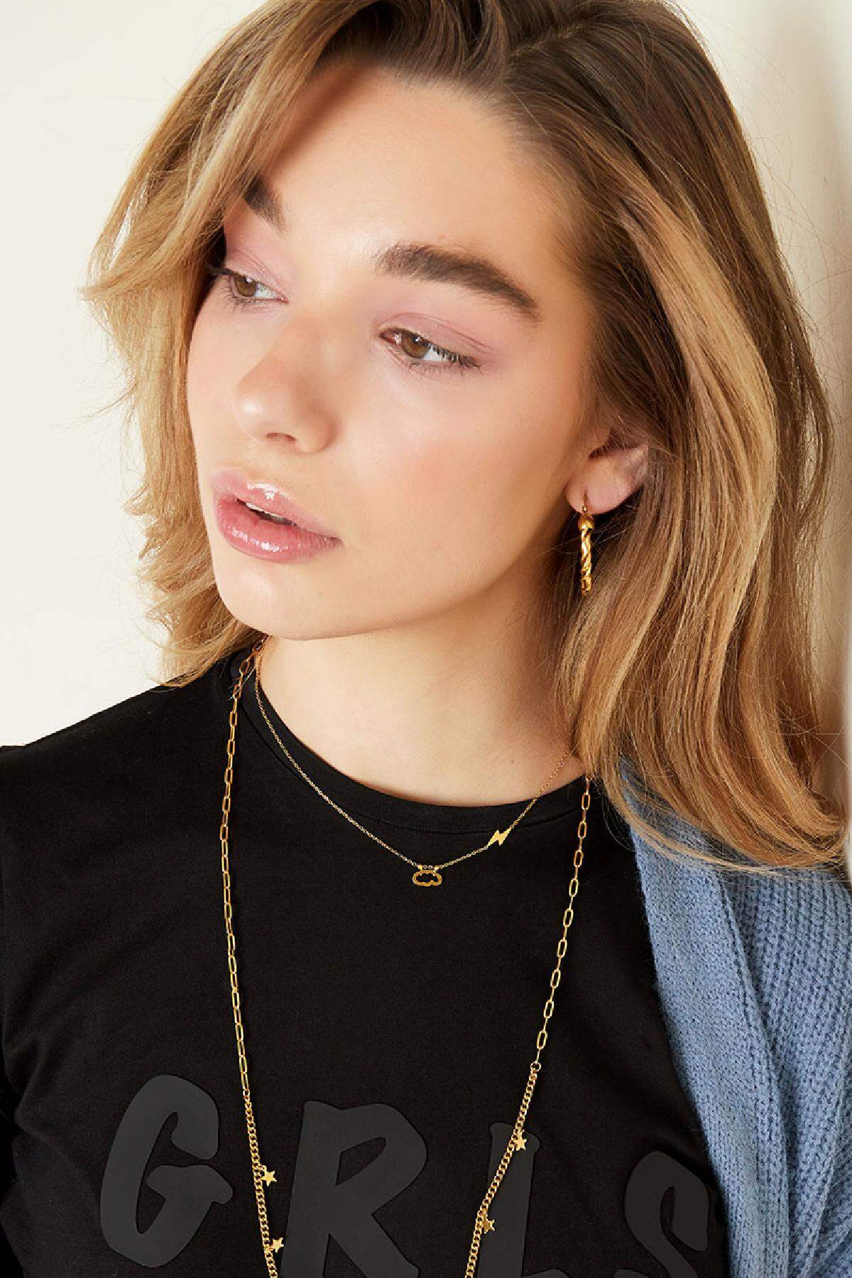 Collier avec Charm Nuage et éclair Couleur or Acier inoxydable Image2