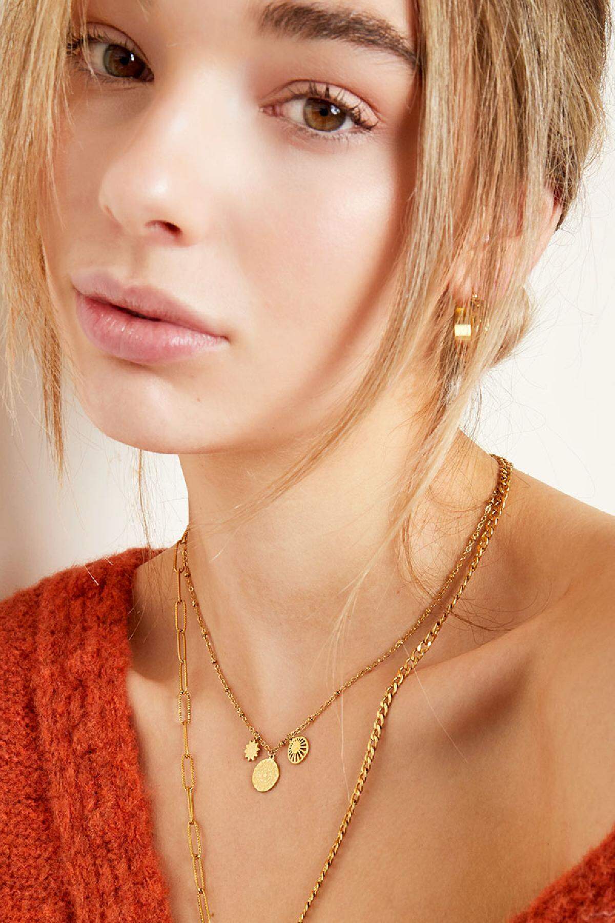 Ketting zon Goud kleur Stainless Steel Afbeelding2