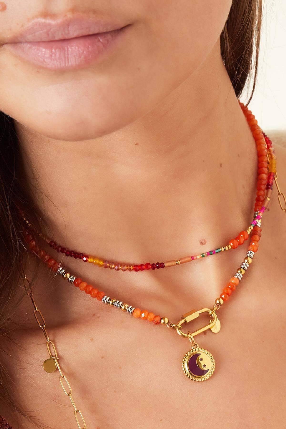 Collier Perles ovale fermeture Multicouleur Stone Image3