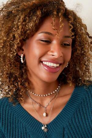Collana spessa con perla Gold Stainless Steel h5 Immagine2