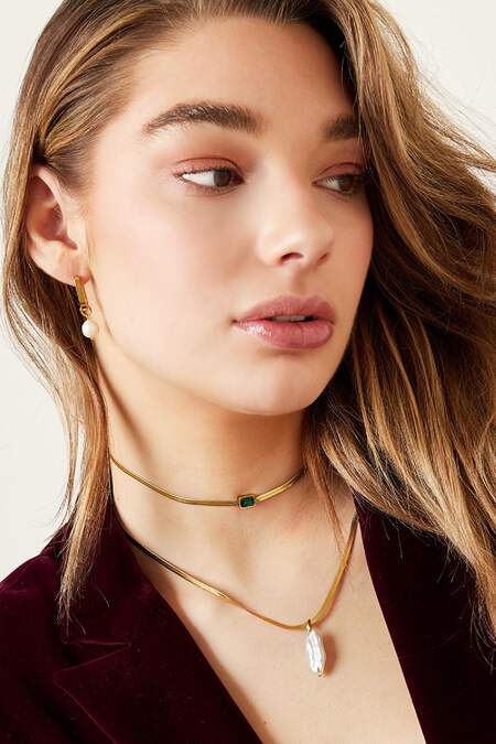 Ciondolo collana di perle Gold Stainless Steel
