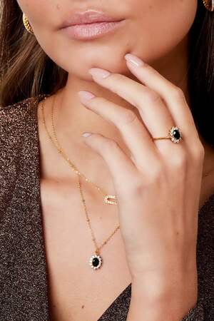 Halskette Edelstein Schwarz Edelstahl h5 Bild3
