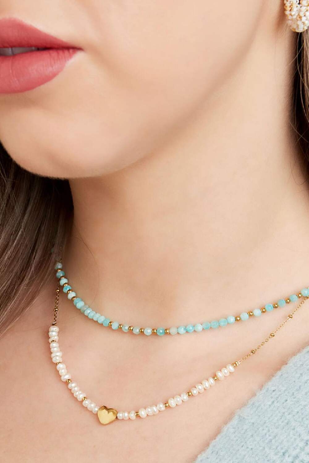 Ketting gekleurde kralen Zilver agaat h5Afbeelding3