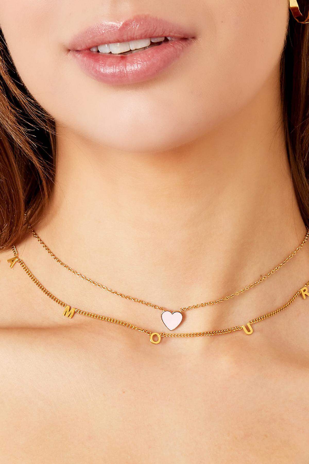 Necklace Amour Silver Color Stainless Steel h5 Immagine3