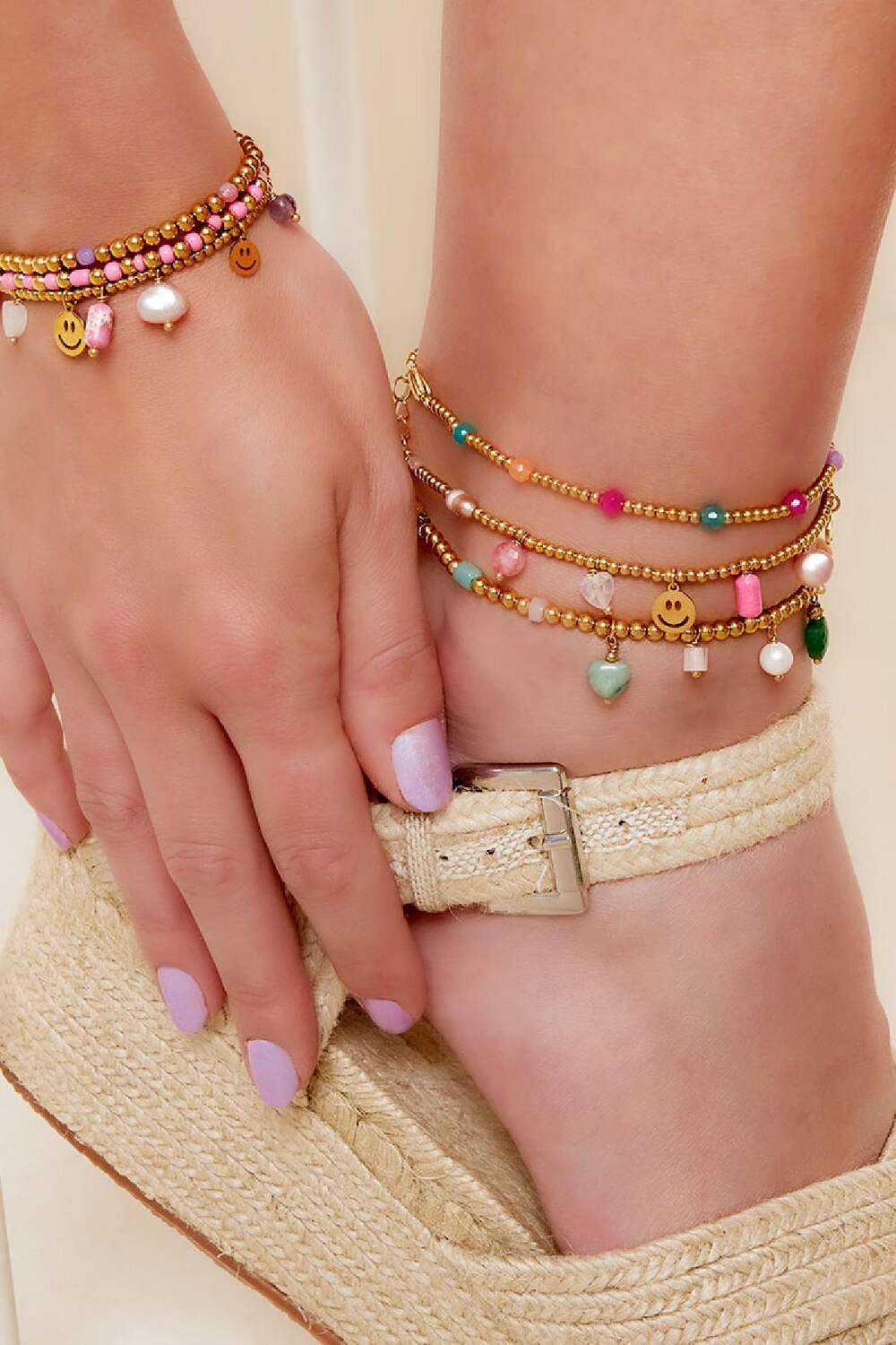 stainless steel anklets beads green & h5Picture3