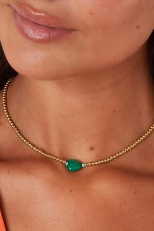 Herzkette - #summergirls-Kollektion Grün & Goldfarbe Edelstahl h5 Bild3