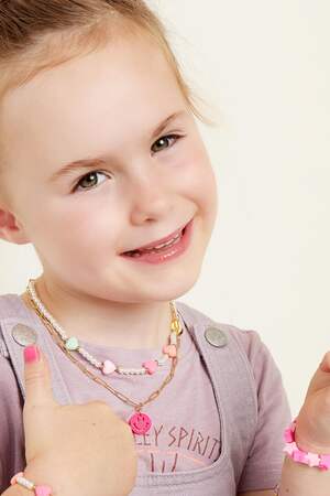 Kids - Smiley necklace Pink & Gold Color Stainless Steel h5 Picture4