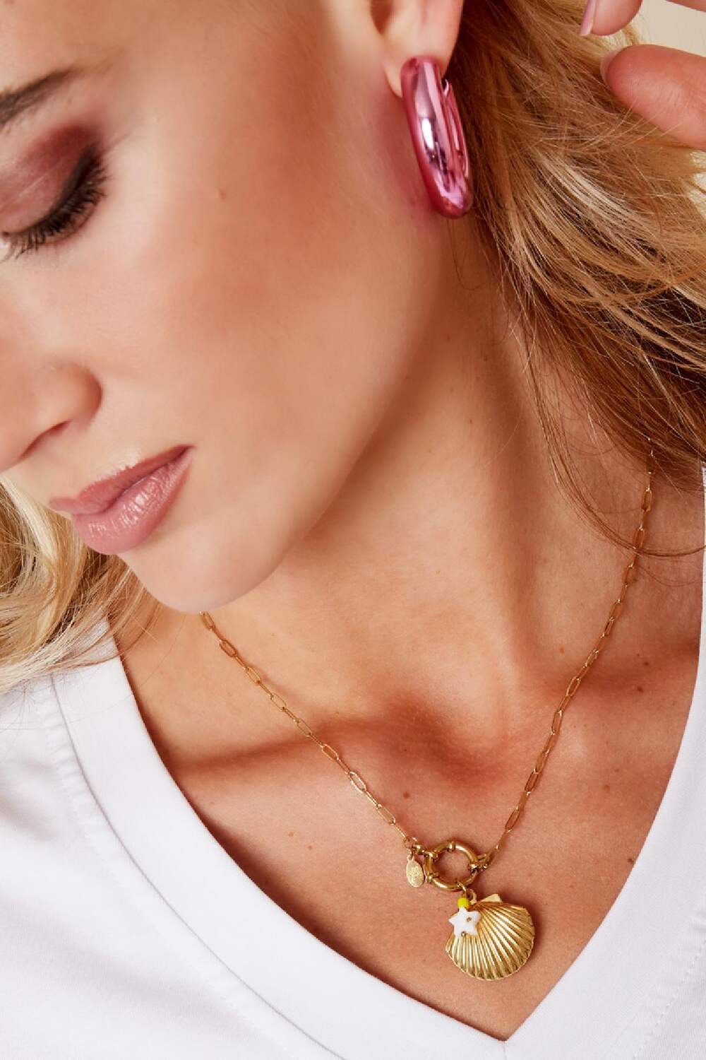 Collier avec médaillon coquillage - Collection Plage Couleur or Acier inoxydable h5Image4