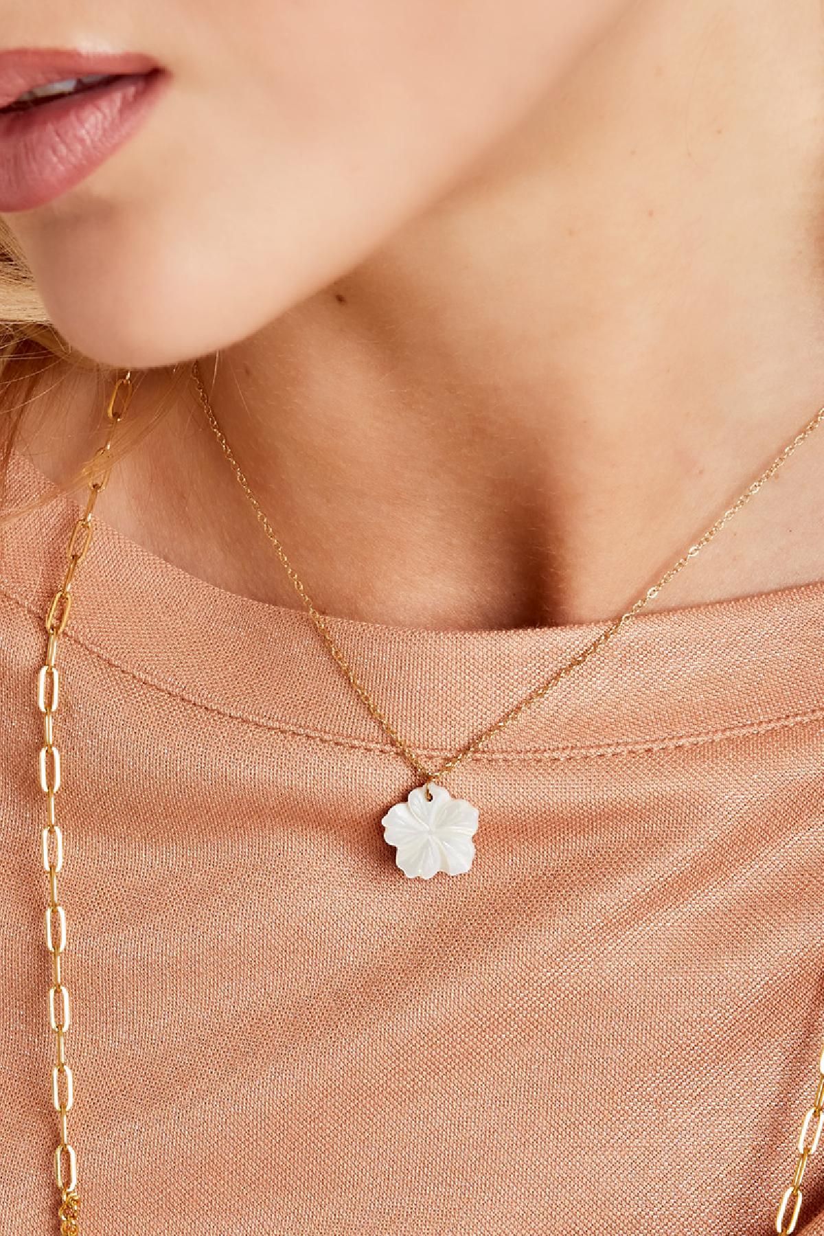 Groothandel Bloem Schelp Ketting RVS Vrouwen Sleutelbeenketting 30-40 cm Set van 1 Yehwang, foto 3 van 4