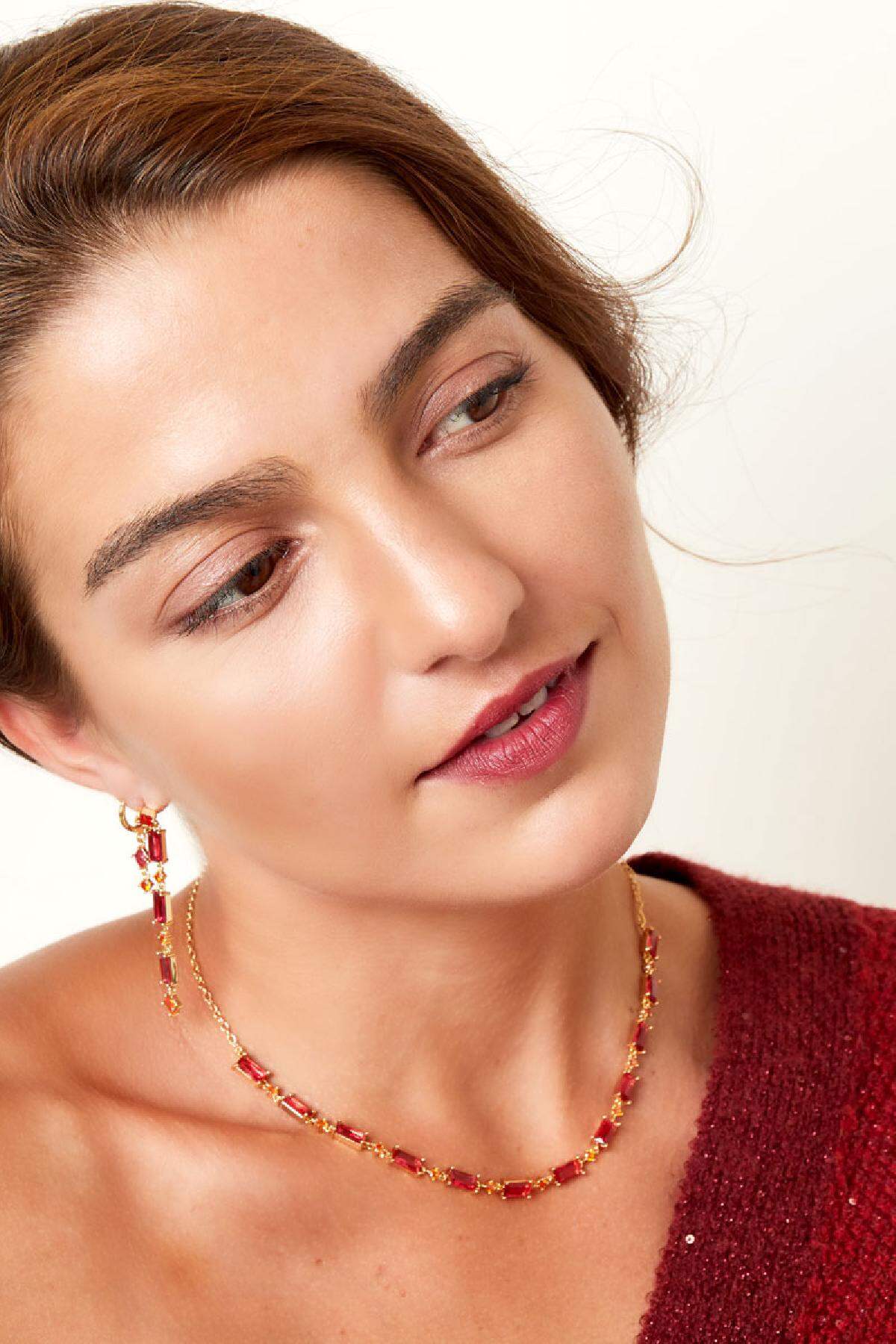 Necklace colored stones - Sparkle collection Fuchsia Copper 2