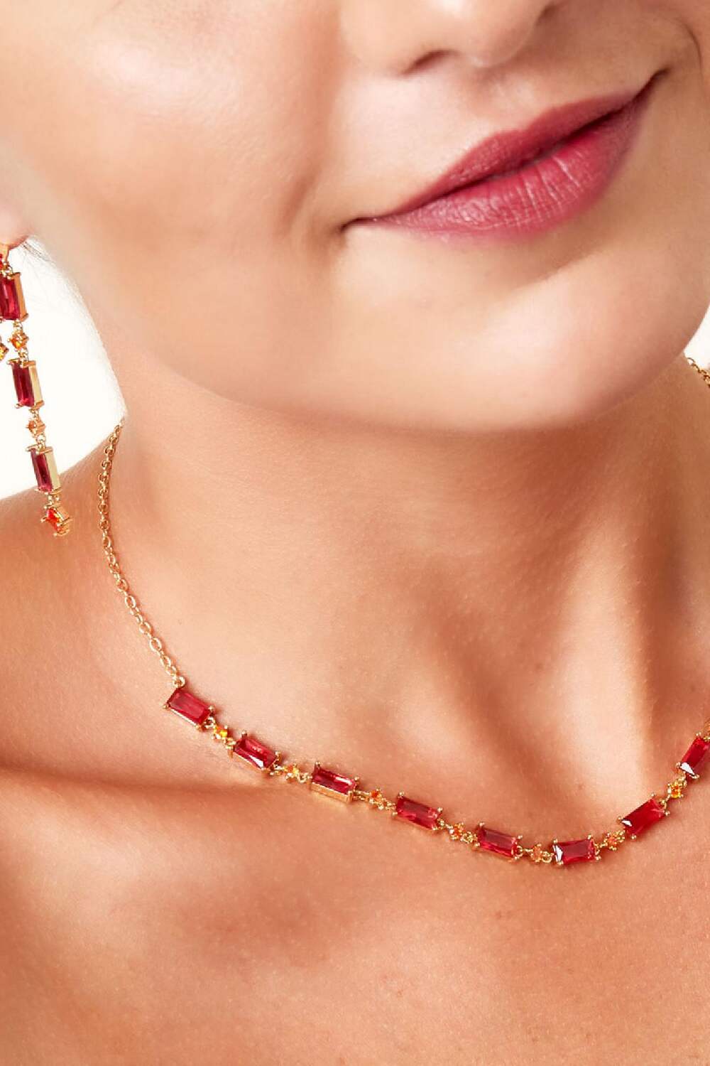 Collar piedras de colores - colección Sparkle Fucsia Cobre h5Imagen4
