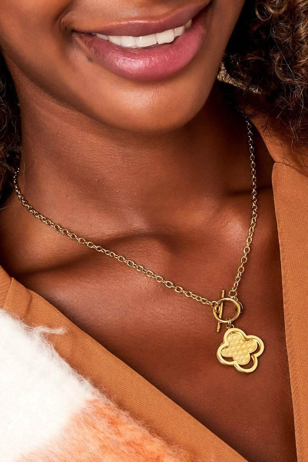 Collier déclaration trèfle Argenté Acier inoxydable Image3