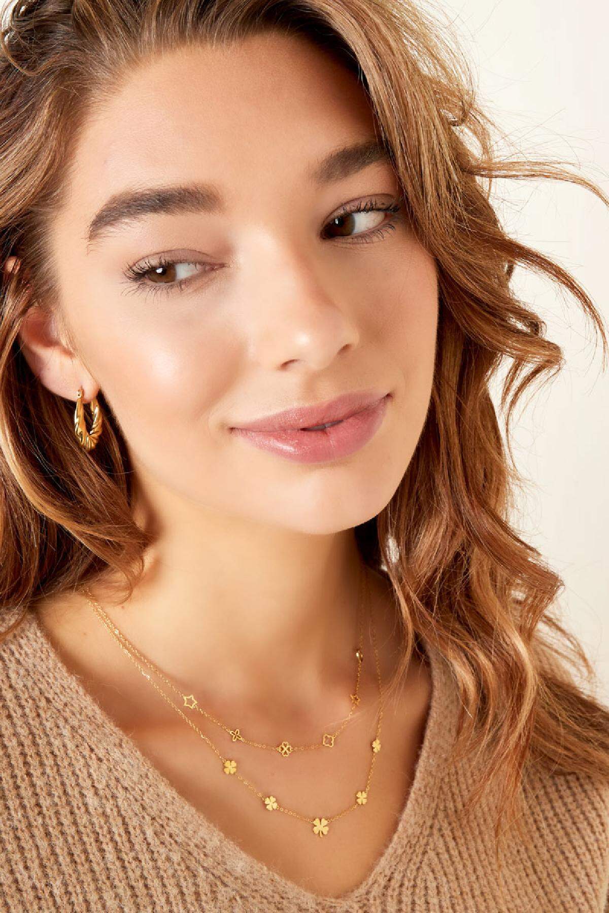 Collana 5 trifogli Gold Stainless Steel h5 Immagine2