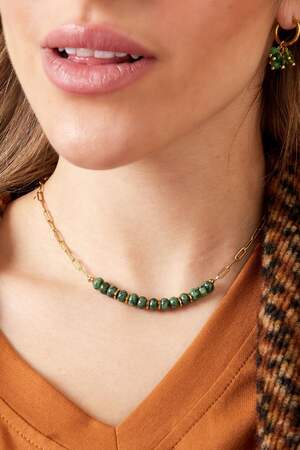 Collana a maglie con perline di pietra Black & Gold Stainless Steel h5 Immagine3