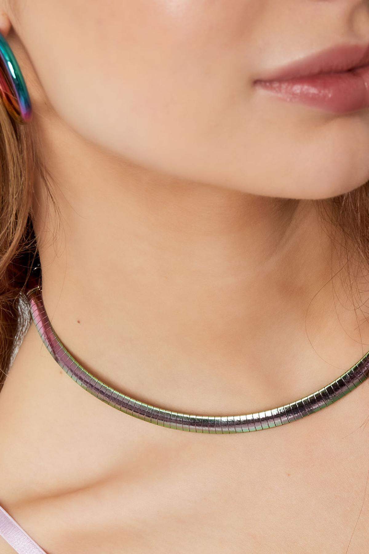Collar holográfico con estampado Multicolor Acero inoxidable h5 Imagen3