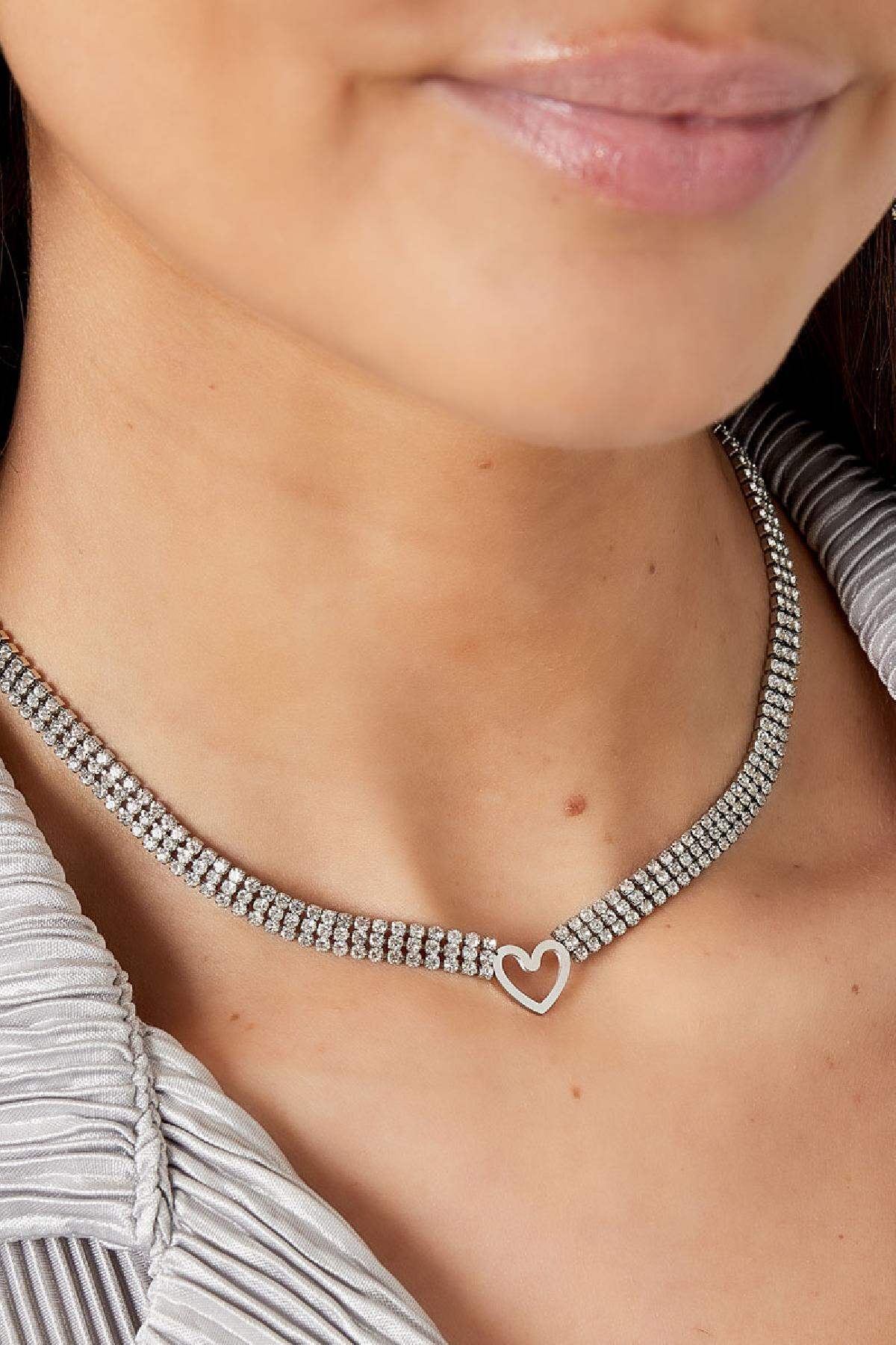 Halskette Herz mit Zirkonia Silber Edelstahl h5 Bild3