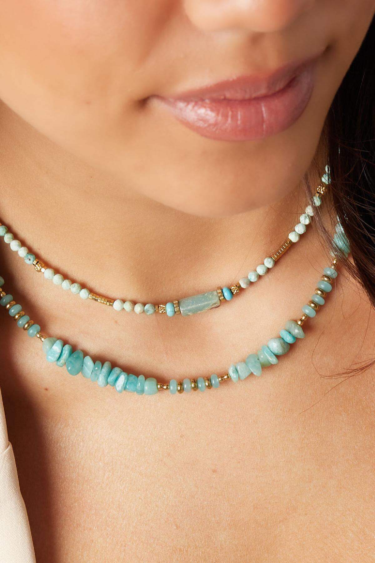 Collar perlas diferentes - Colección piedras naturales Color dorado blanco Stone h5 Imagen3