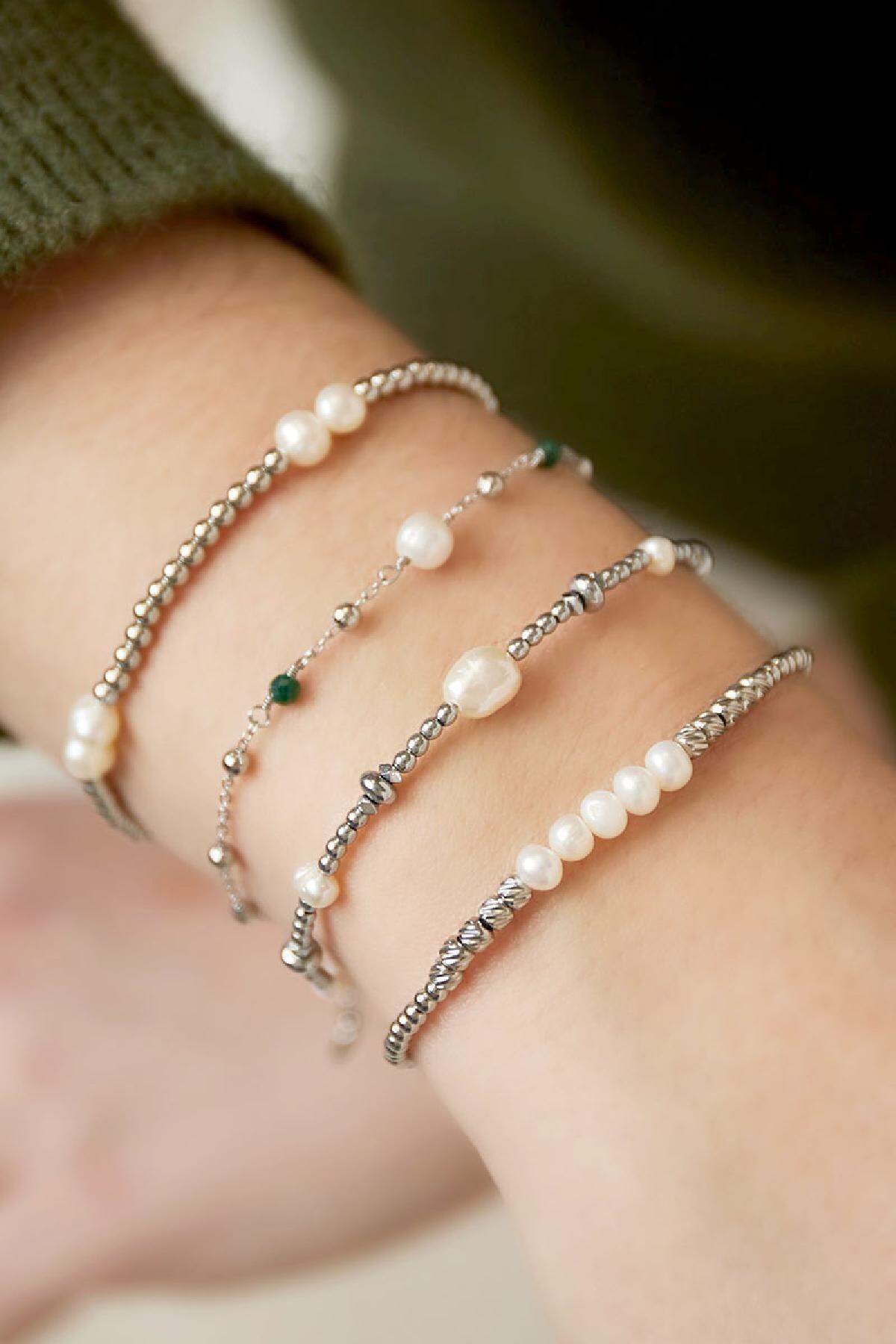 Bracciale con perle e perline Gold Stainless Steel Immagine2
