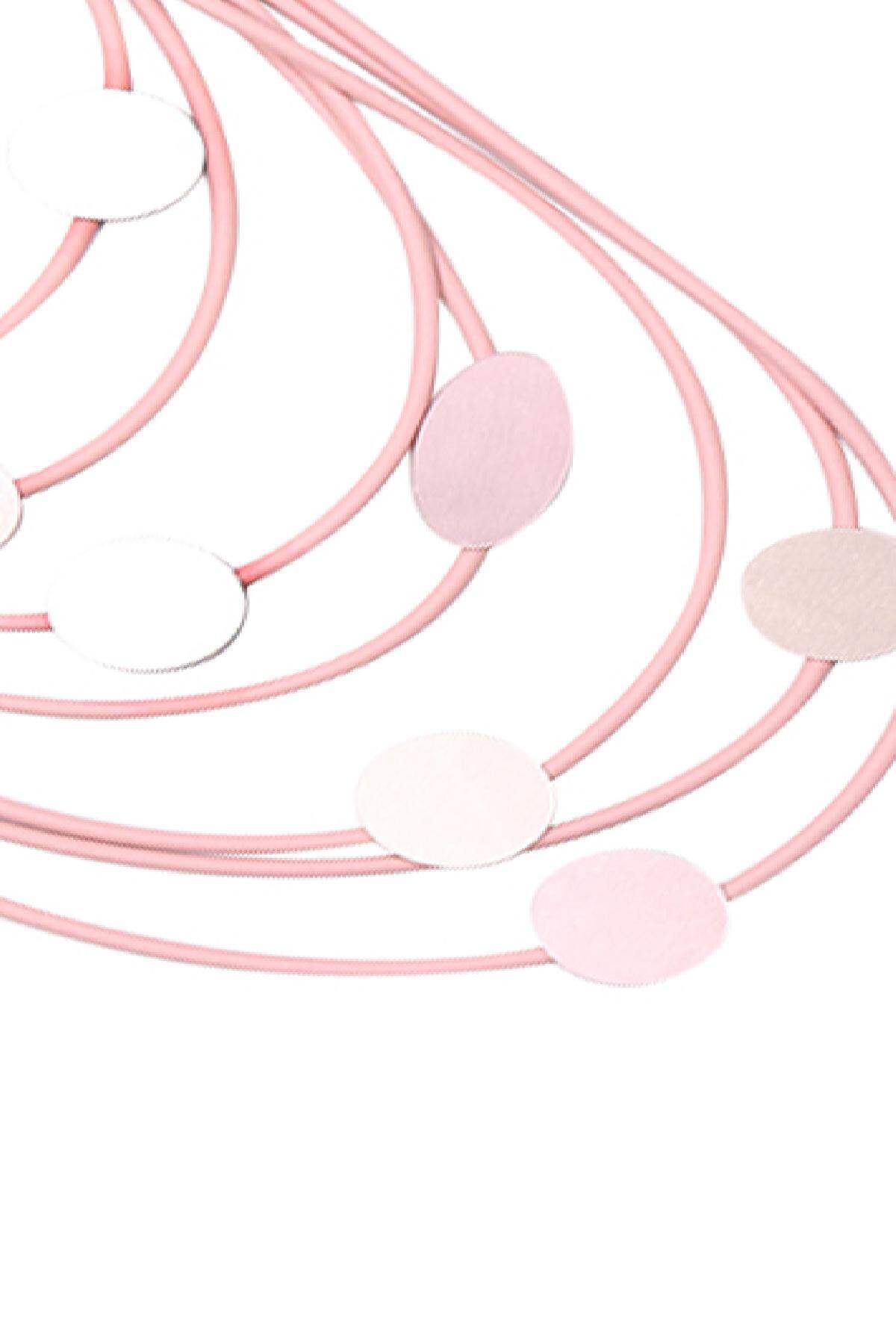 Necklace Artistic Oval And Circles Pink Aluminum Picture2