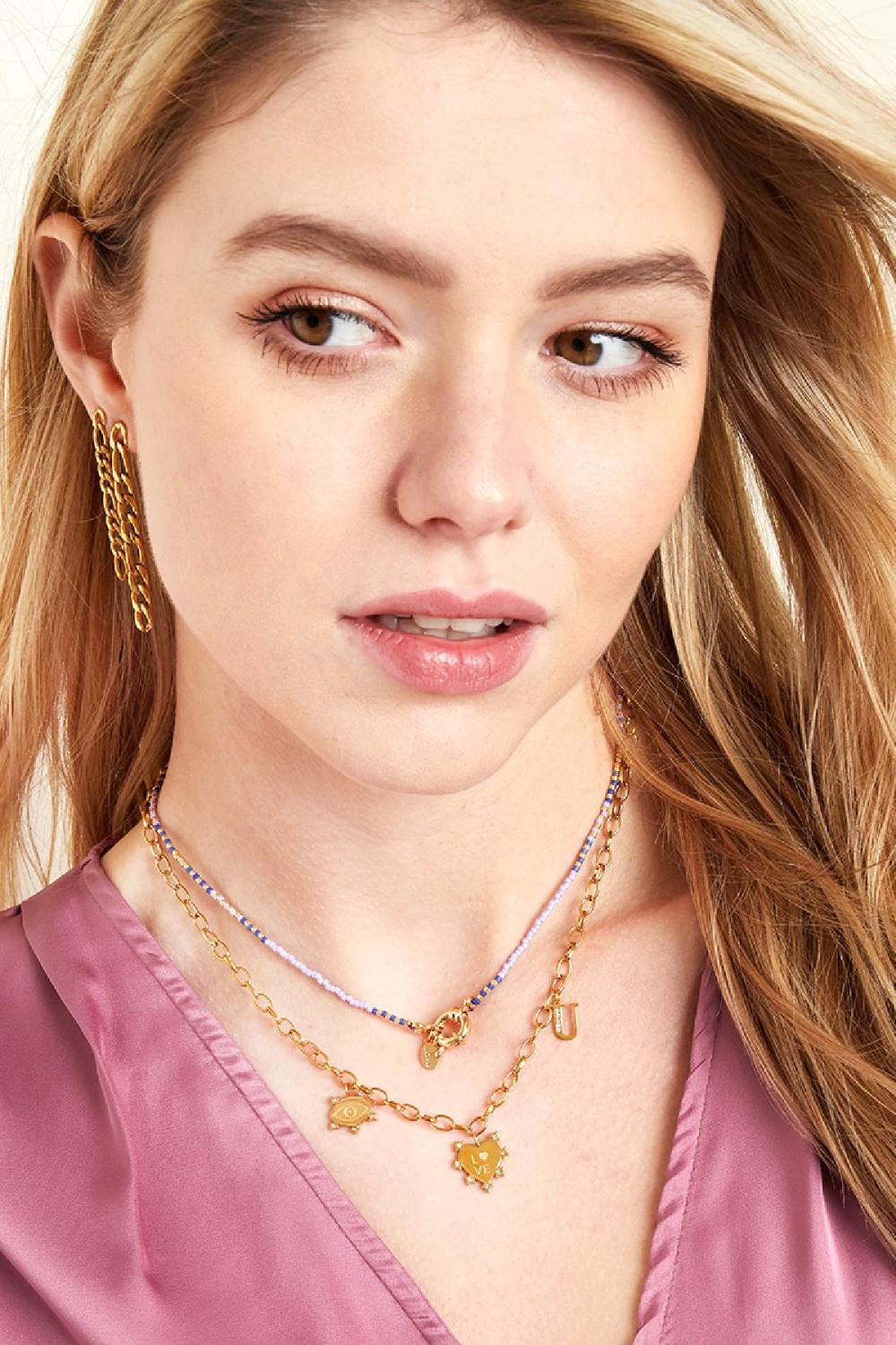 Collar Eye-Love-You Chunky Plata Acero Inoxidable Imagen2