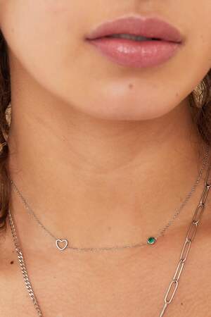 Collana Birthstone Gennaio argento Red Stainless Steel h5 Immagine2