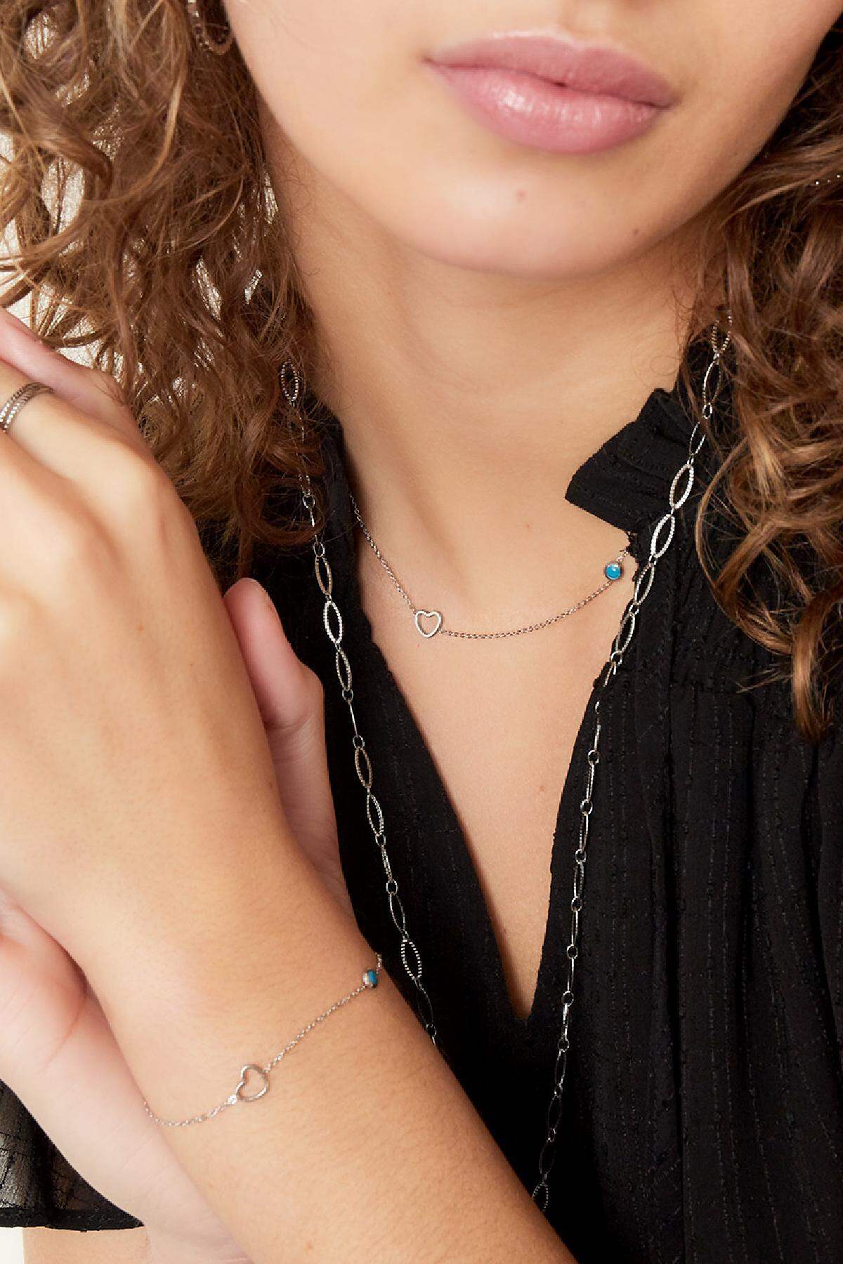 Collana Birthstone Gennaio argento Red Stainless Steel Immagine3