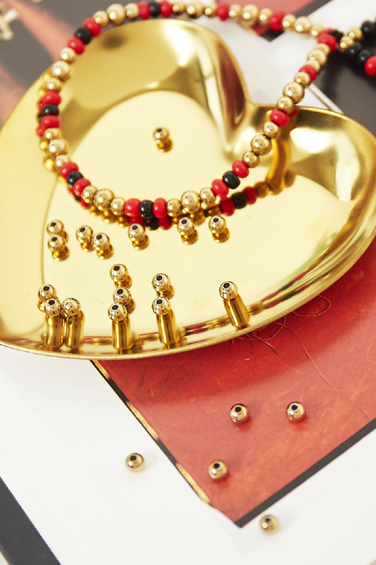 Groothandel Goudkleurige Roestvrijstalen Kralen Bal 4MM voor Sieraden Maken Set van 1, foto 2 van 2