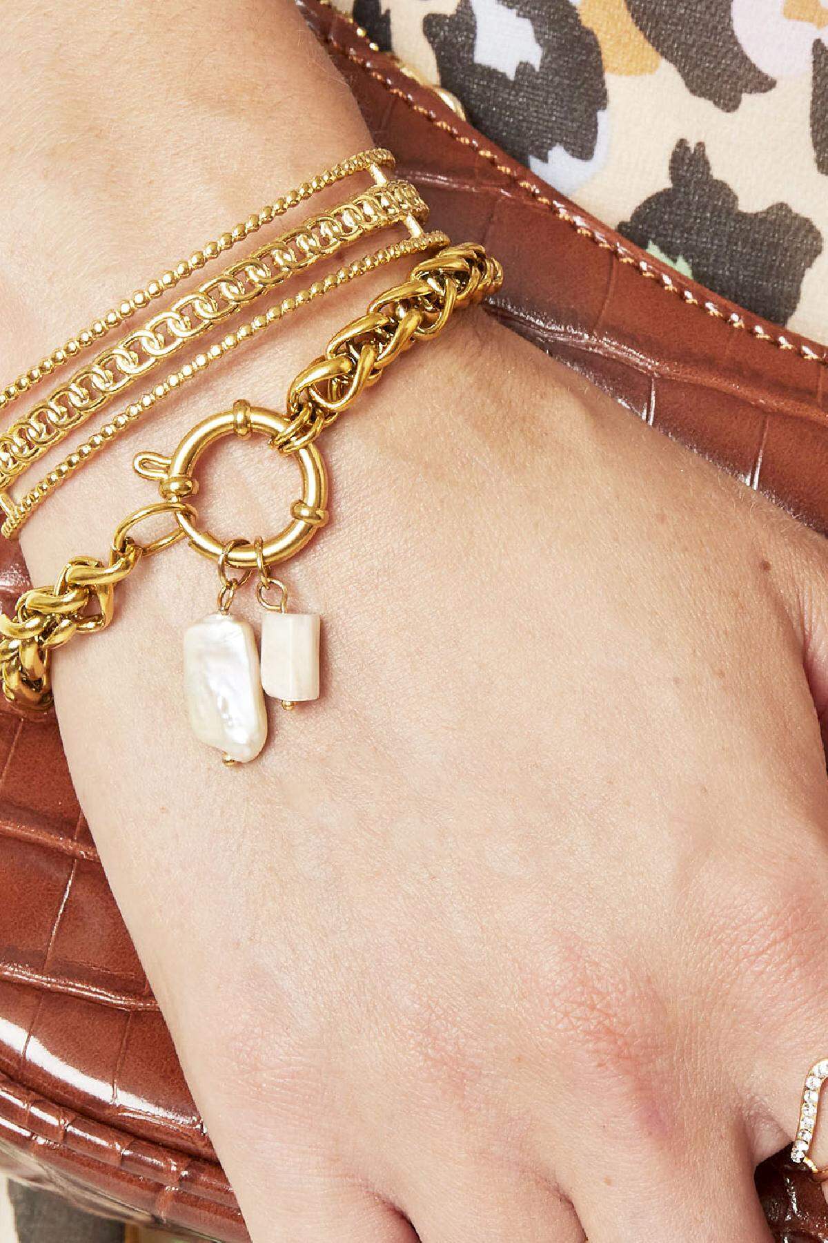 DIY Charm Pearly Stone Weiß Edelstahl h5 Bild2