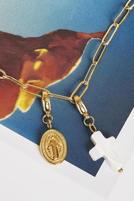 DIY Clasp Charm Holy Coin Silver Color Stainless Steel 2