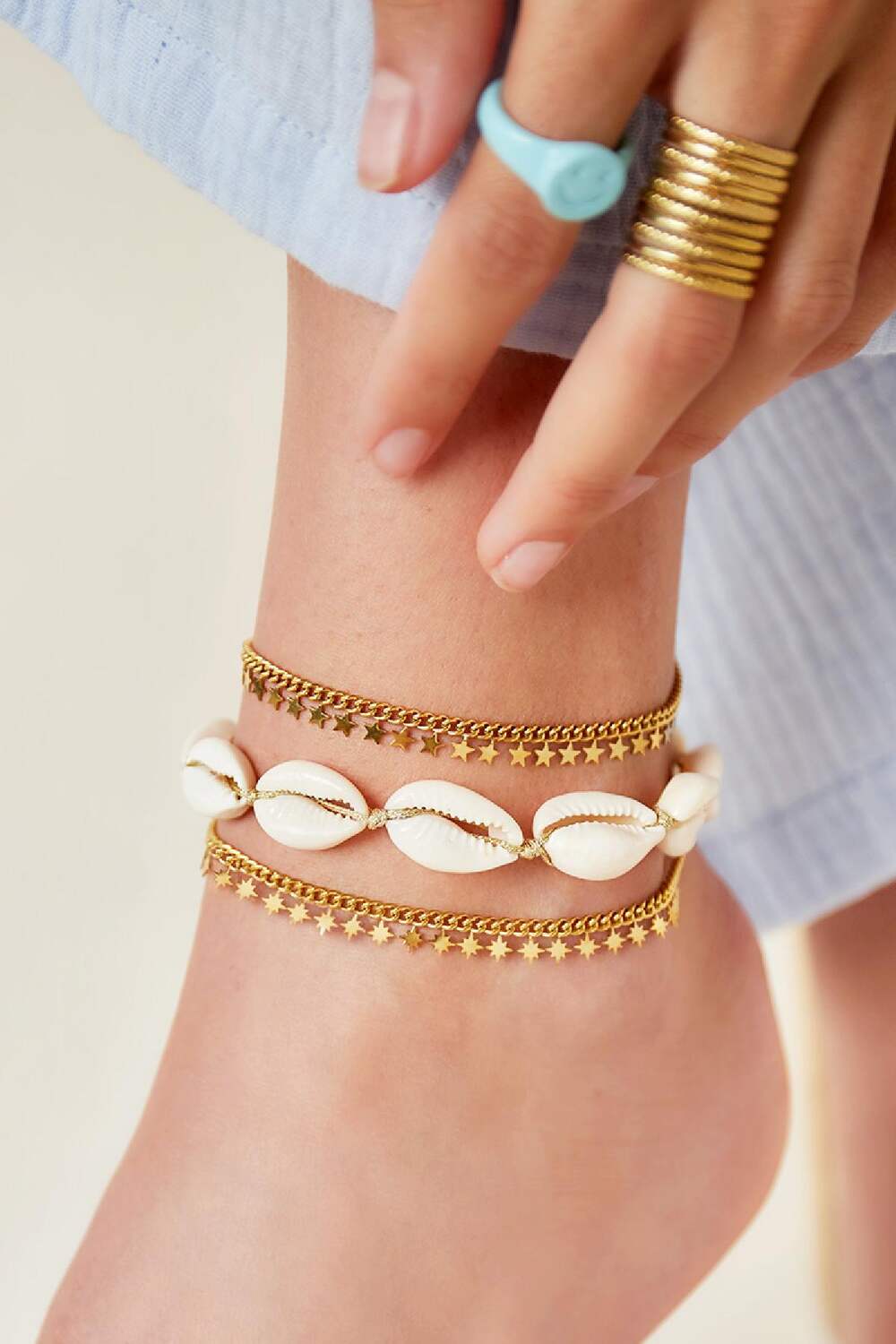 stainless steel anklet sparkling stars h5Picture2