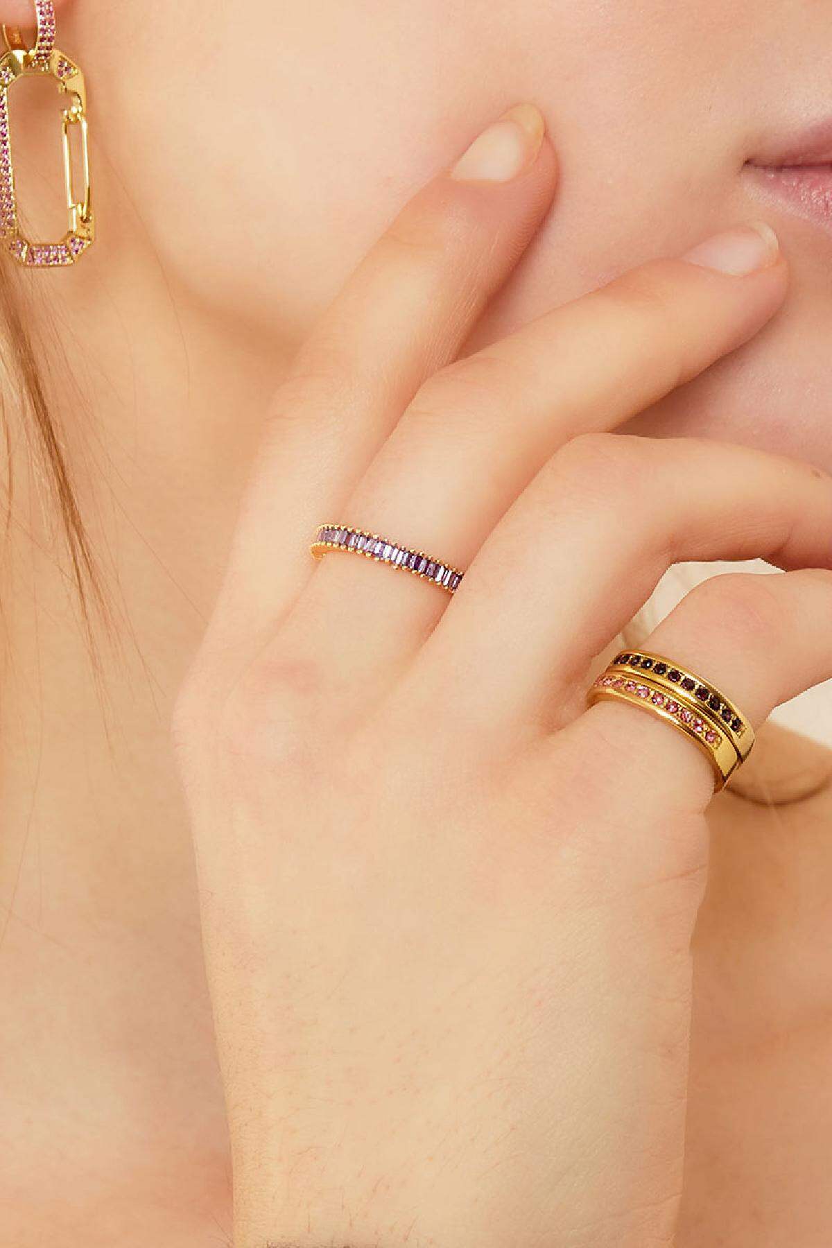 Stainless steel ring with zircon stones Fuchsia 16 h5 Picture3