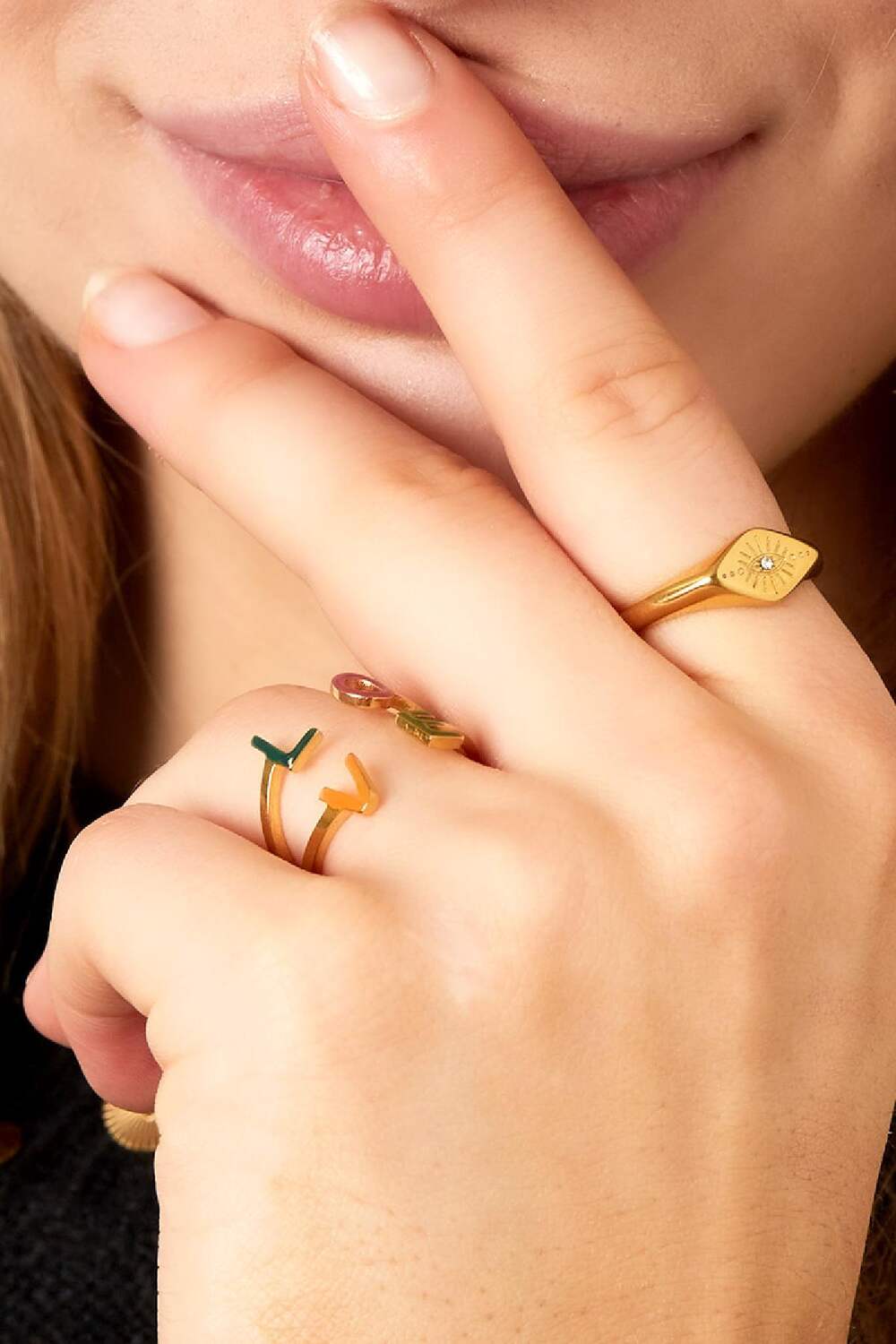 Ring Evil Eye Goldfarbe Edelstahl 16 h5Bild2