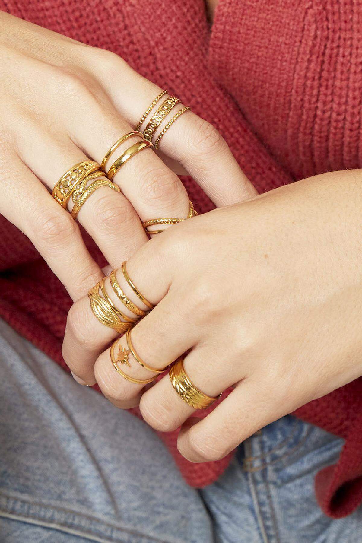 Ring Connected Gold Color Stainless Steel One size h5 Picture2