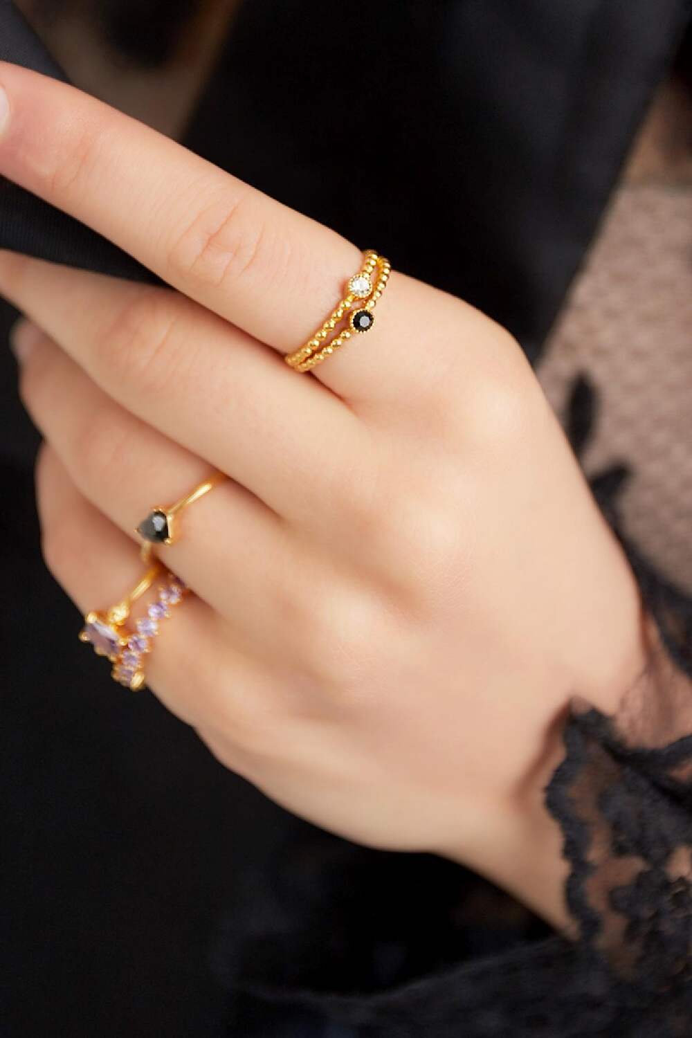 Ringperlen in einer Reihe Weißgold Edelstahl One size h5Bild2