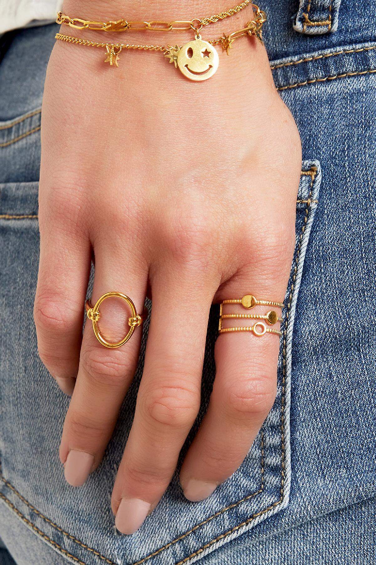 Ring offen oval Goldfarbe Edelstahl One size 2