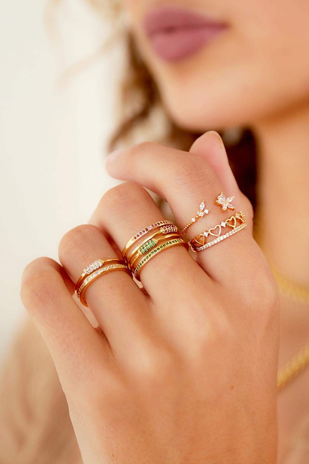 Bague Multi Coeurs Couleur or Cuivré One size h5 Image2