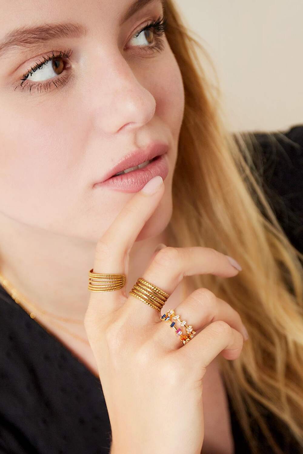 Verstellbarer Ring mit Zirkoniasteinen Multi Kupfer One size h5Bild2