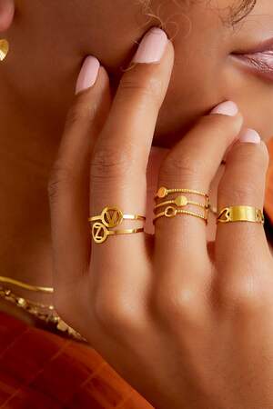 RVS ring initiaal G Goud kleur Stainless Steel h5 Afbeelding3